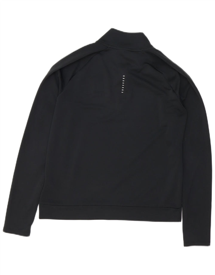 NIKE Top da tuta pullover con zip e collo Dri Fit da donna UK 10 Small Nero