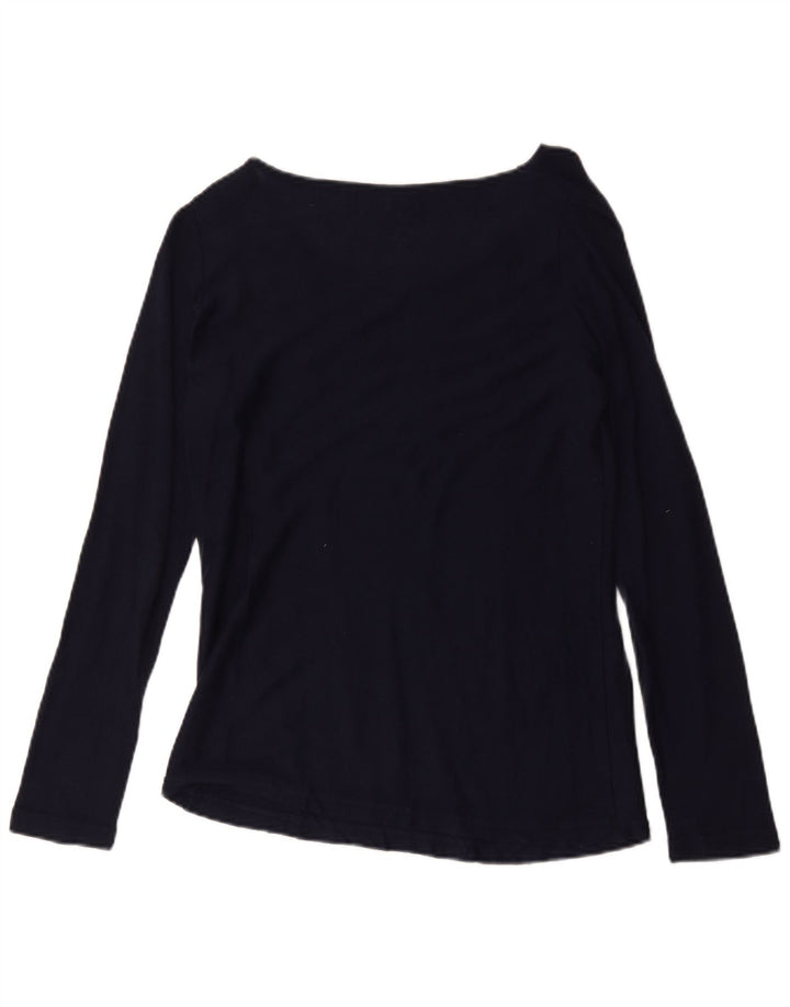 Top Zara da donna a maniche lunghe UK 12 medio cotone blu navy