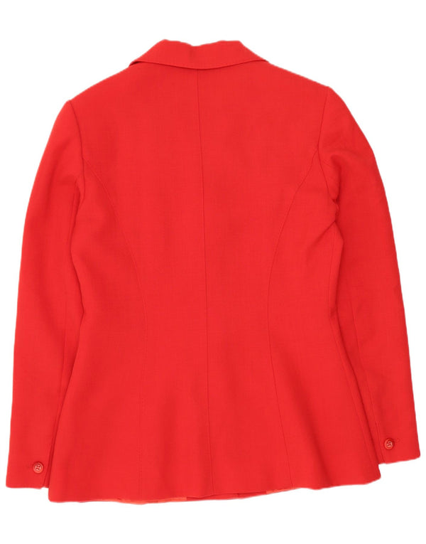 Giacca blazer da donna a 4 bottoni Sportmax UK 14 grande rossa in lana vergine