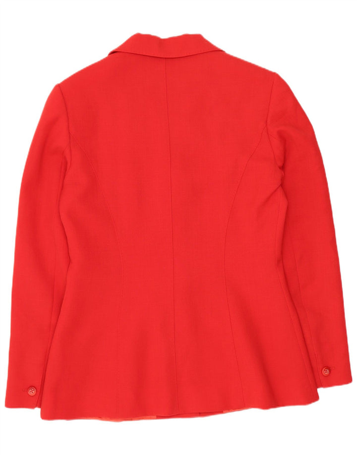 Giacca blazer da donna a 4 bottoni Sportmax UK 14 grande rossa in lana vergine