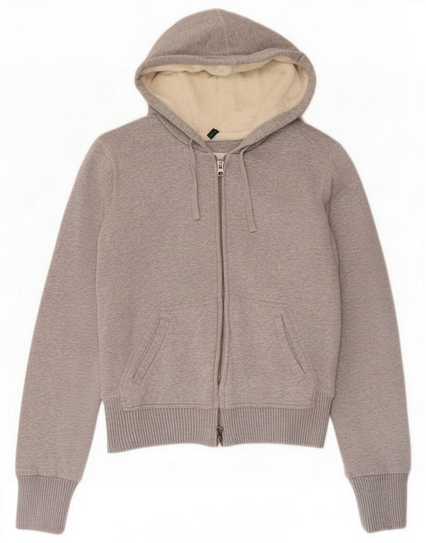 Maglione con cappuccio e zip da donna Benetton UK 12 Cotone grigio medio
