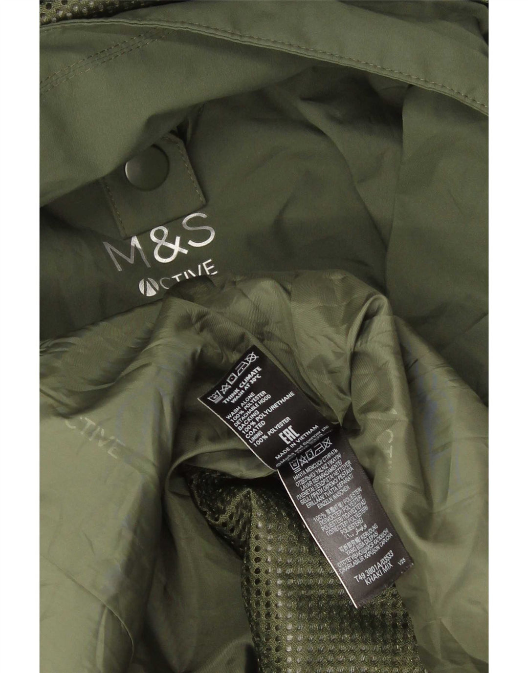 Giacca antipioggia con cappuccio da donna Marks & Spencer UK 18 XL poliuretano verde