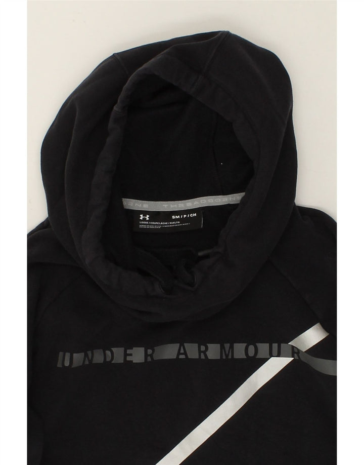 UNDER ARMOUR Womens Oversized Graphic Hoodie Jumper UK 10 Small Black Vintage Under Armour and Second-Hand Under Armour from Messina Hembry 