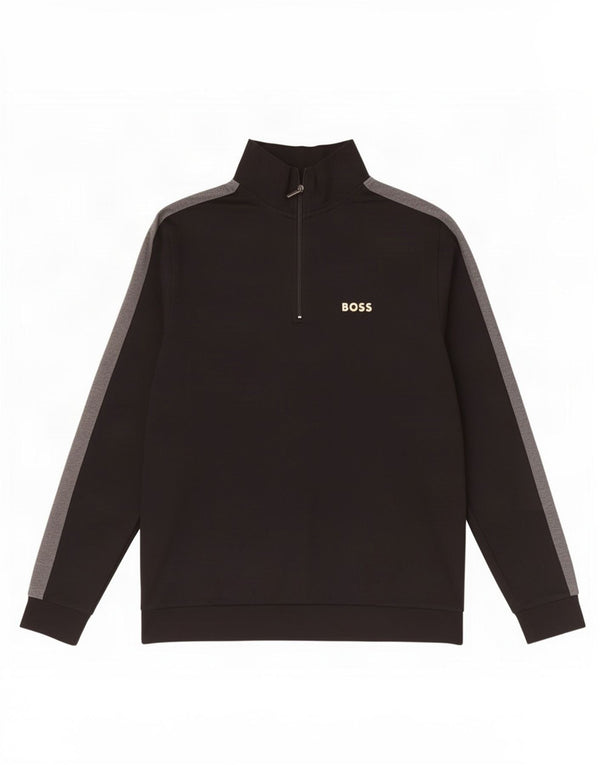 Felpa Hugo Boss da uomo con zip e collo, maglione XL, cotone color block nero