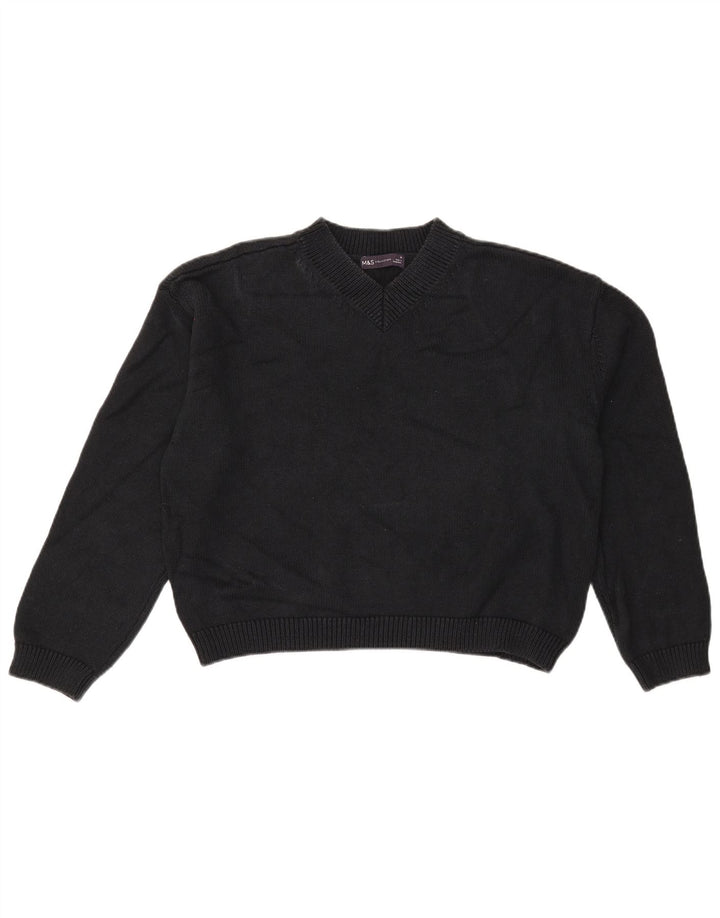 Maglione corto con scollo a V da donna Marks & Spencer UK 14 medio nero