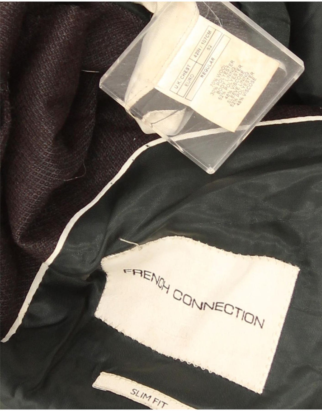 Giacca blazer da uomo a 2 bottoni French Connection UK 42 XL lana grigia classica
