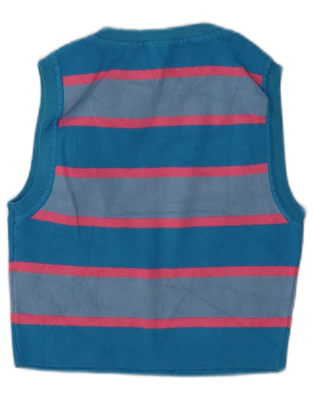 Canotta corta da donna Zara UK 12 Viscosa a righe blu medio