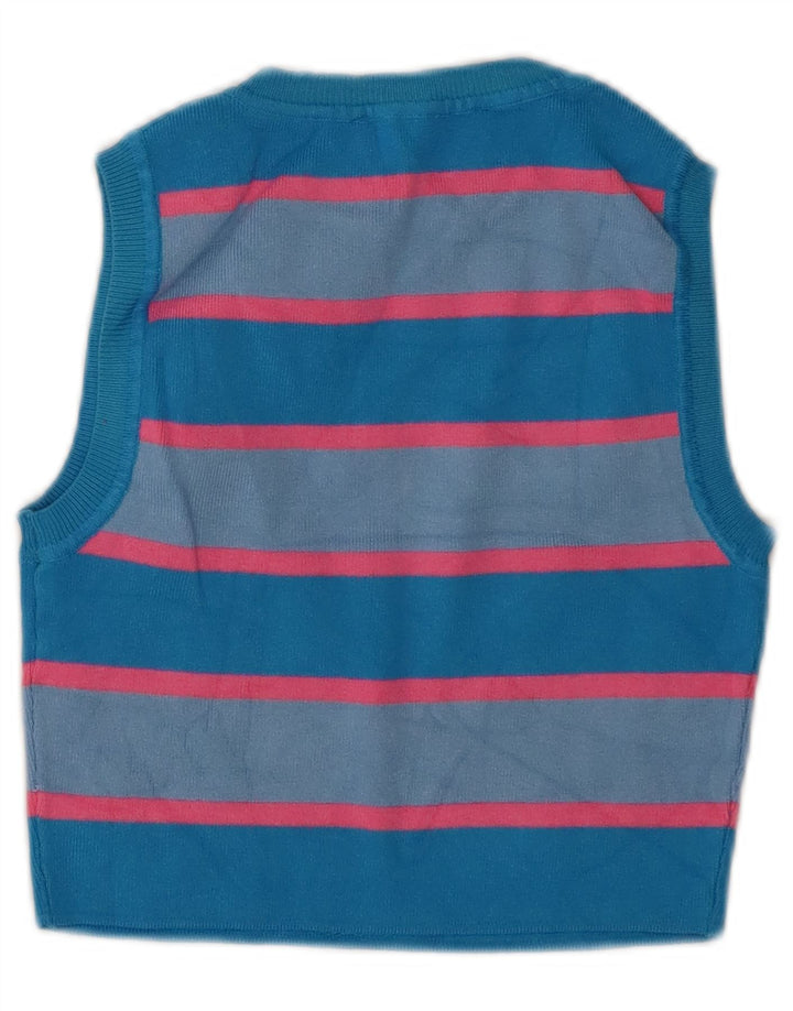Canotta corta da donna Zara UK 12 Viscosa a righe blu medio