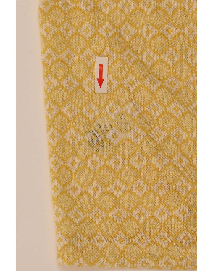 Top da donna Marks & Spencer manica 3/4 UK 12 medio giallo geometrico