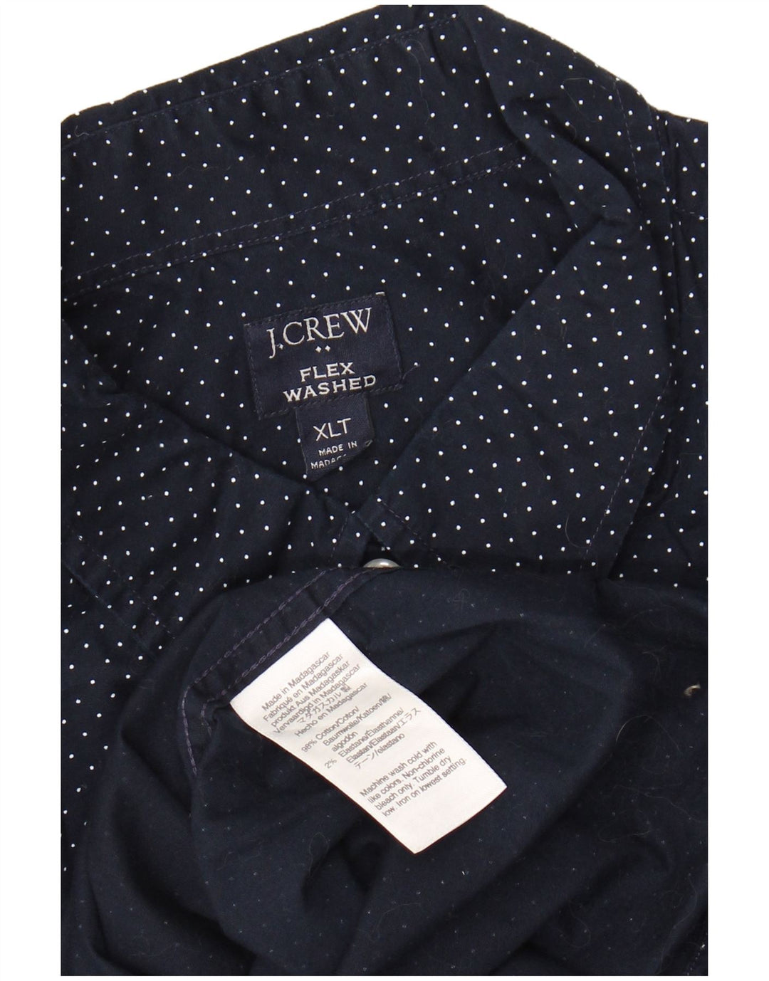 J. CREW Camicia alta da uomo XL Cotone maculato blu navy