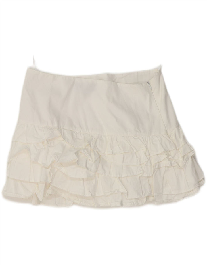 Gonna mini con volant da donna Zara media W30 in cotone bianco