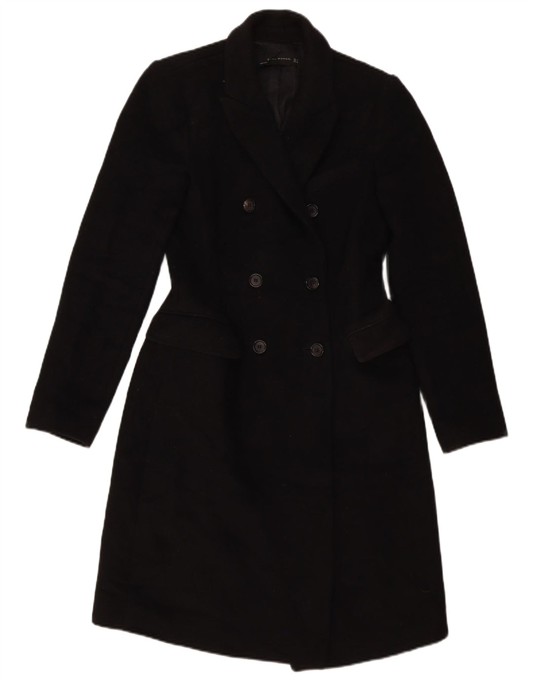 Cappotto doppiopetto da donna Zara UK 10 piccolo poliestere nero