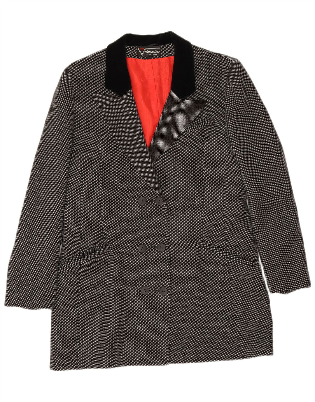 Giacca blazer doppiopetto da donna Clementino EU 36 piccola lana grigia