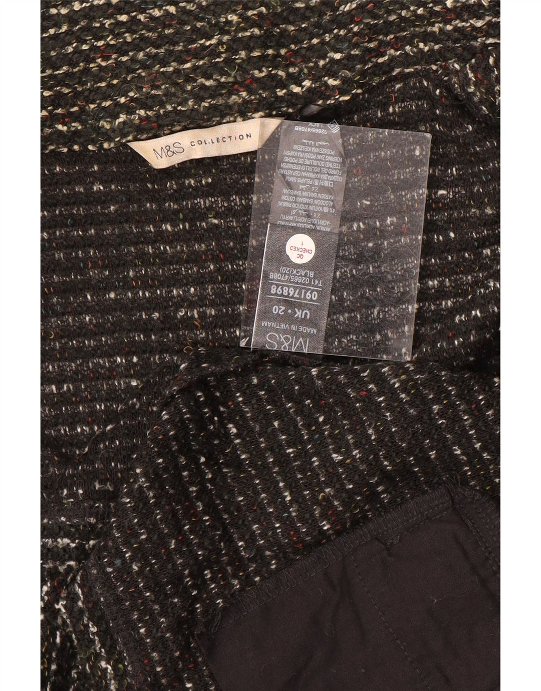 Maglione cardigan aperto da donna Marks & Spencer UK 20 2XL Nero screziato