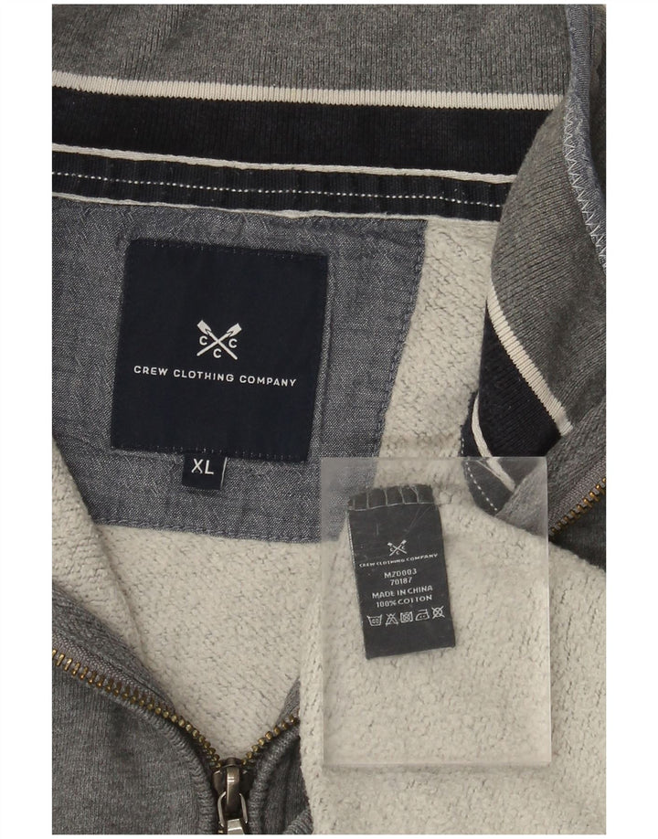 CREW CLOTHING Felpa da uomo con zip e collo maglione XL in cotone grigio