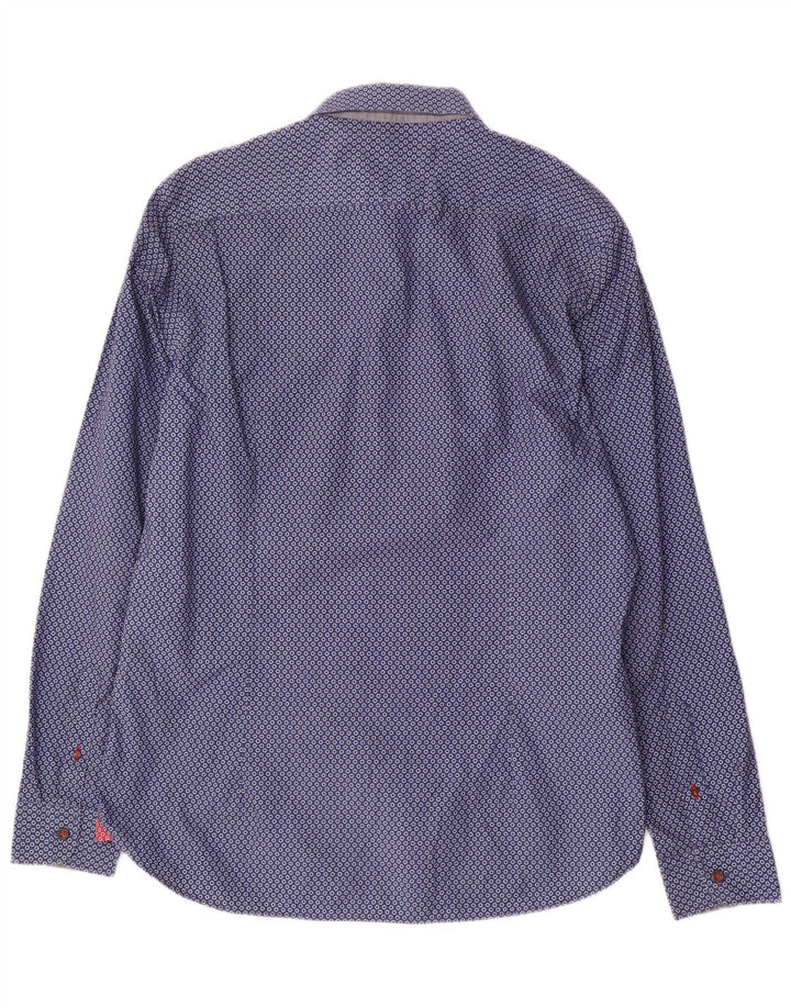 Camicia da uomo Ted Baker taglia 4 grande cotone maculato blu