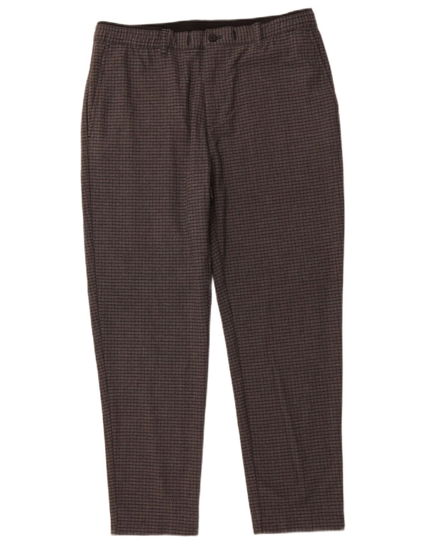 Pantaloni chino affusolati da donna ZARA grandi W34 L27 a quadri grigi