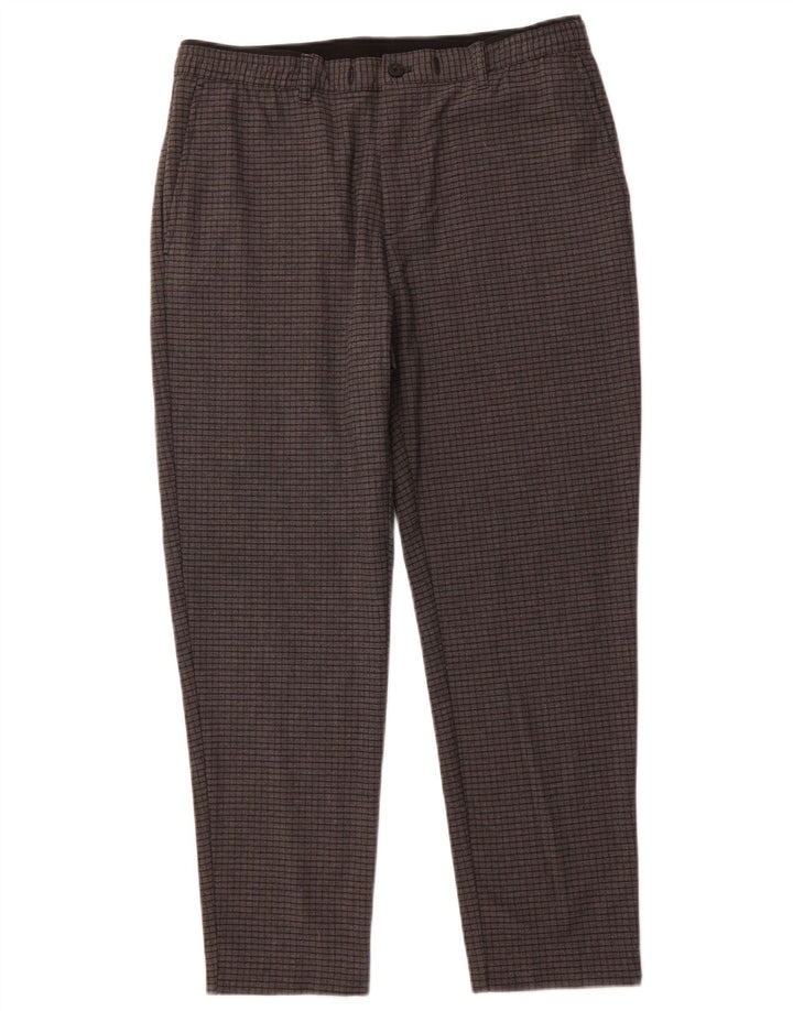 Pantaloni chino affusolati da donna ZARA grandi W34 L27 a quadri grigi