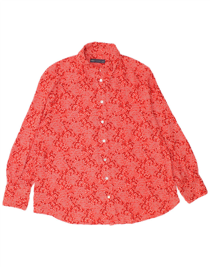 Camicia da donna MARKS & SPENCER UK 16 Grande poliestere geometrico rosso