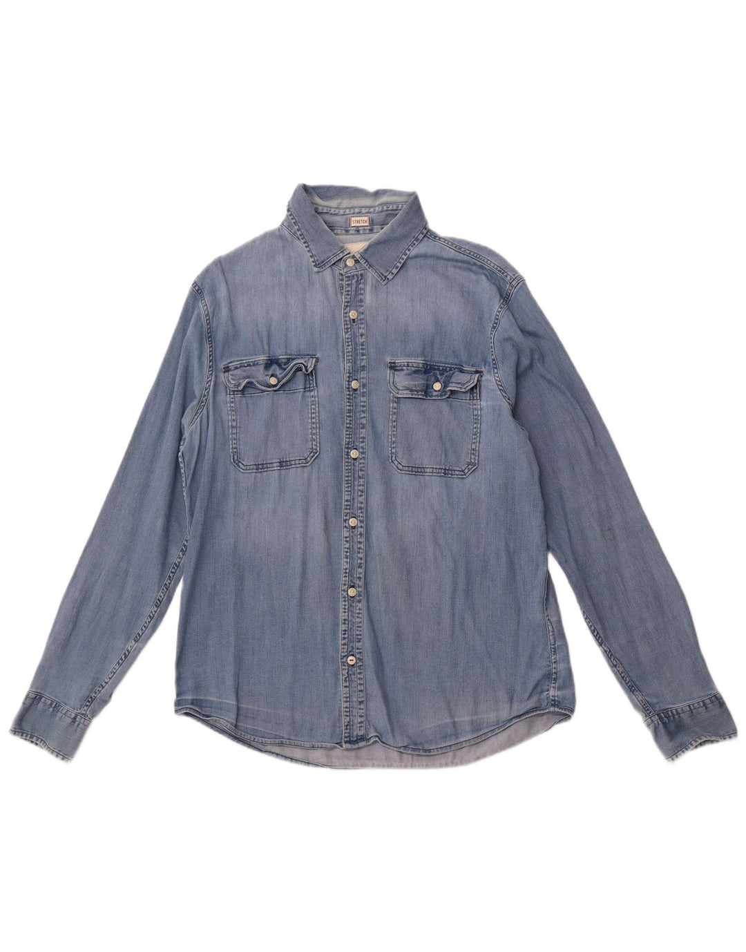 Camicia di jeans da uomo HOLLISTER in cotone blu medio