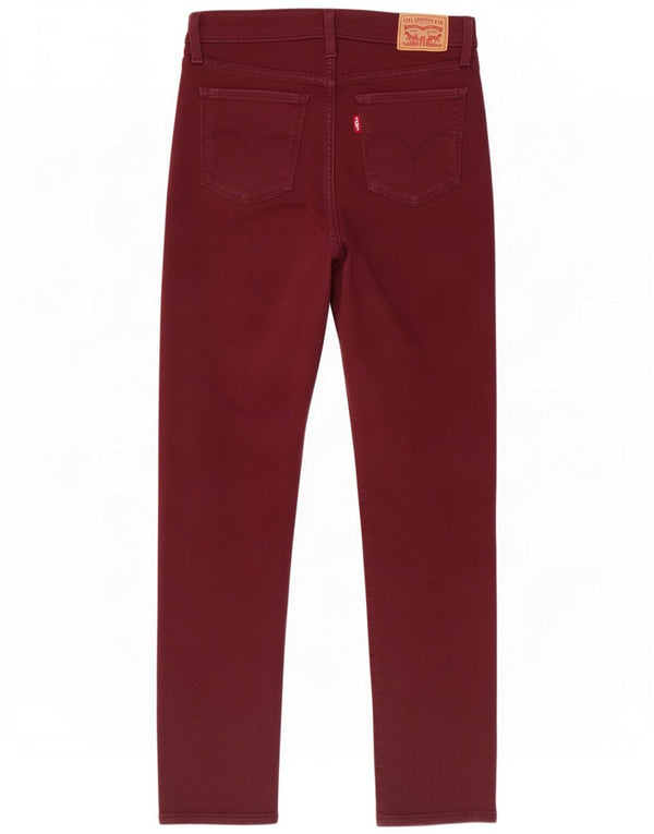 Levi's Donna 314 Shaping Straight Jeans UK 10 Small W27 L30 Borgogna