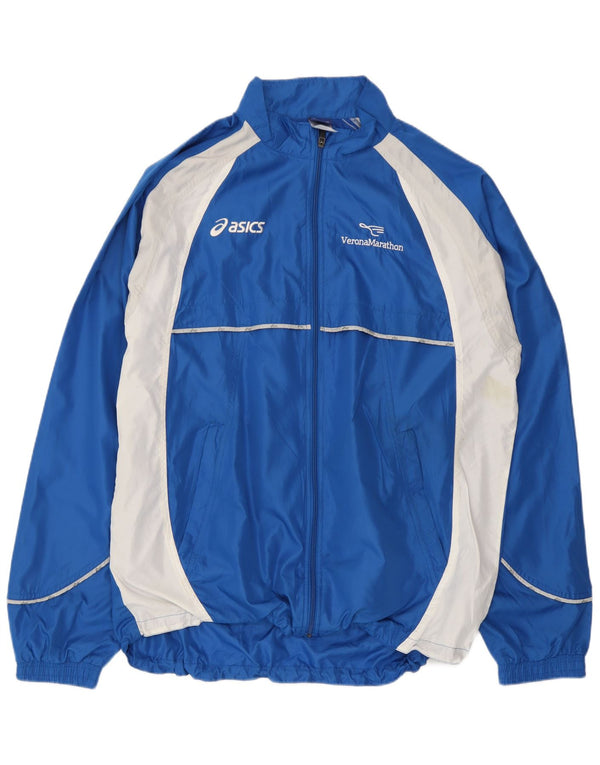 Giacca sportiva da uomo con grafica Asics XL Blu Colourblock in microfibra