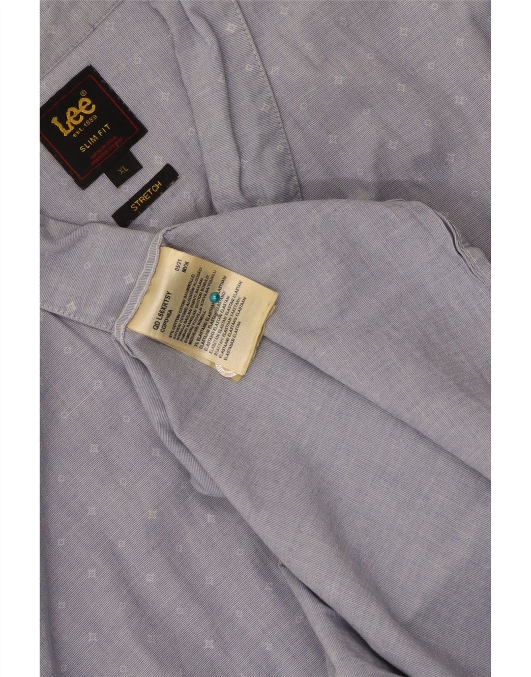 Camicia Lee da uomo slim fit elasticizzata XL in cotone geometrico blu