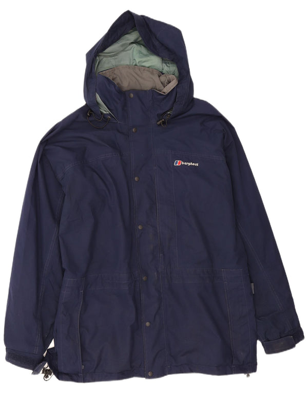 Giacca antipioggia da uomo con cappuccio Berghaus UK 40 Large in nylon blu navy