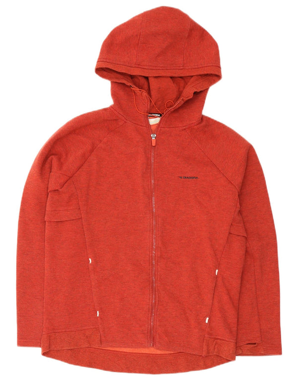 Felpa con cappuccio e zip da uomo Diadora in cotone mélange rosso medio