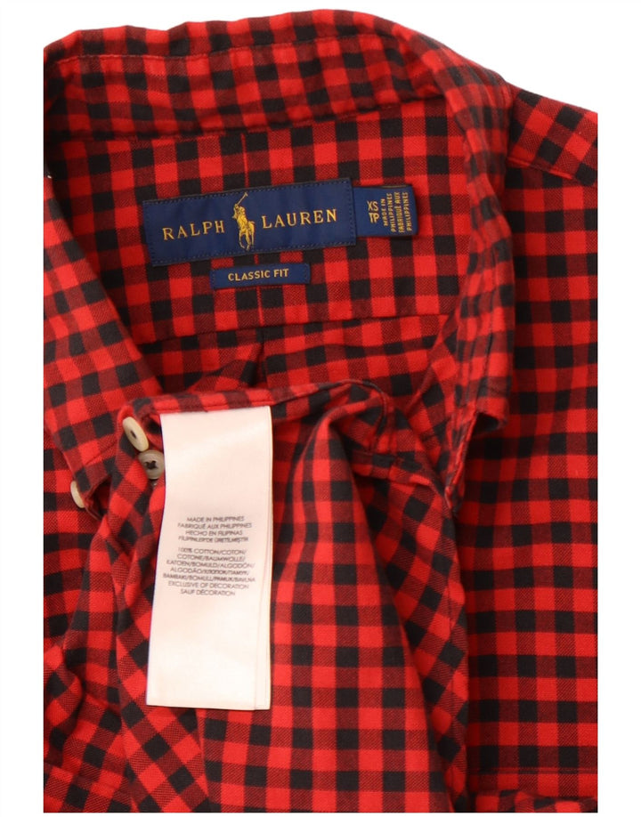 RALPH LAUREN Camicia da uomo in flanella dal taglio classico XS in cotone a quadretti rosso