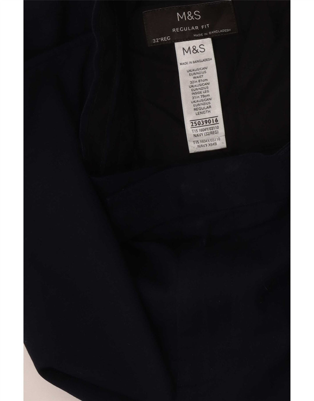 Pantaloni da abito vestibilità regolare da uomo Marks & Spencer W32 L31 poliestere blu navy