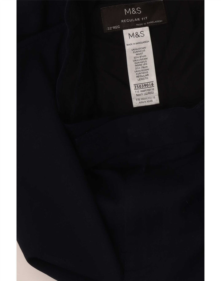 Pantaloni da abito vestibilità regolare da uomo Marks & Spencer W32 L31 poliestere blu navy