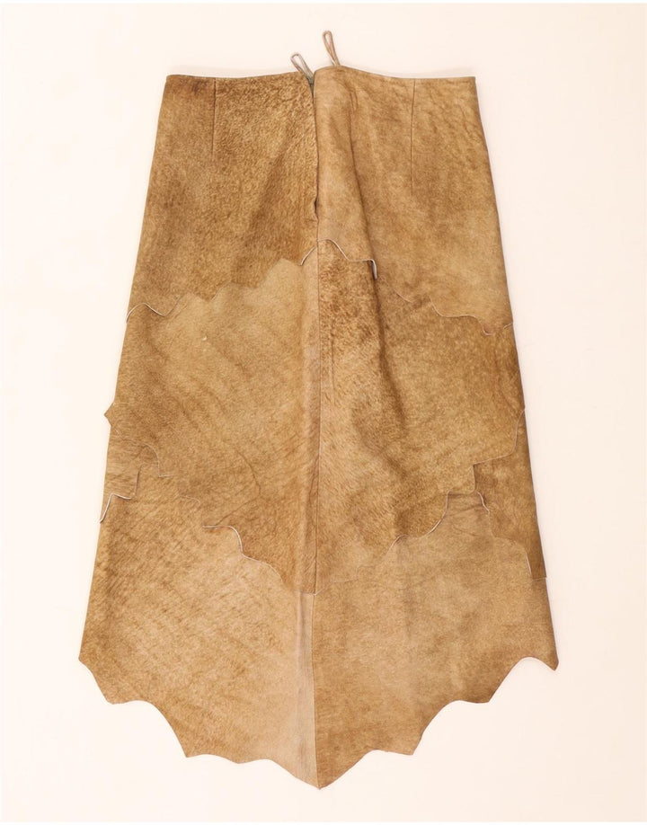 Gonna asimmetrica in pelle scamosciata da donna Benny EU 36 piccola W25 in pelle marrone