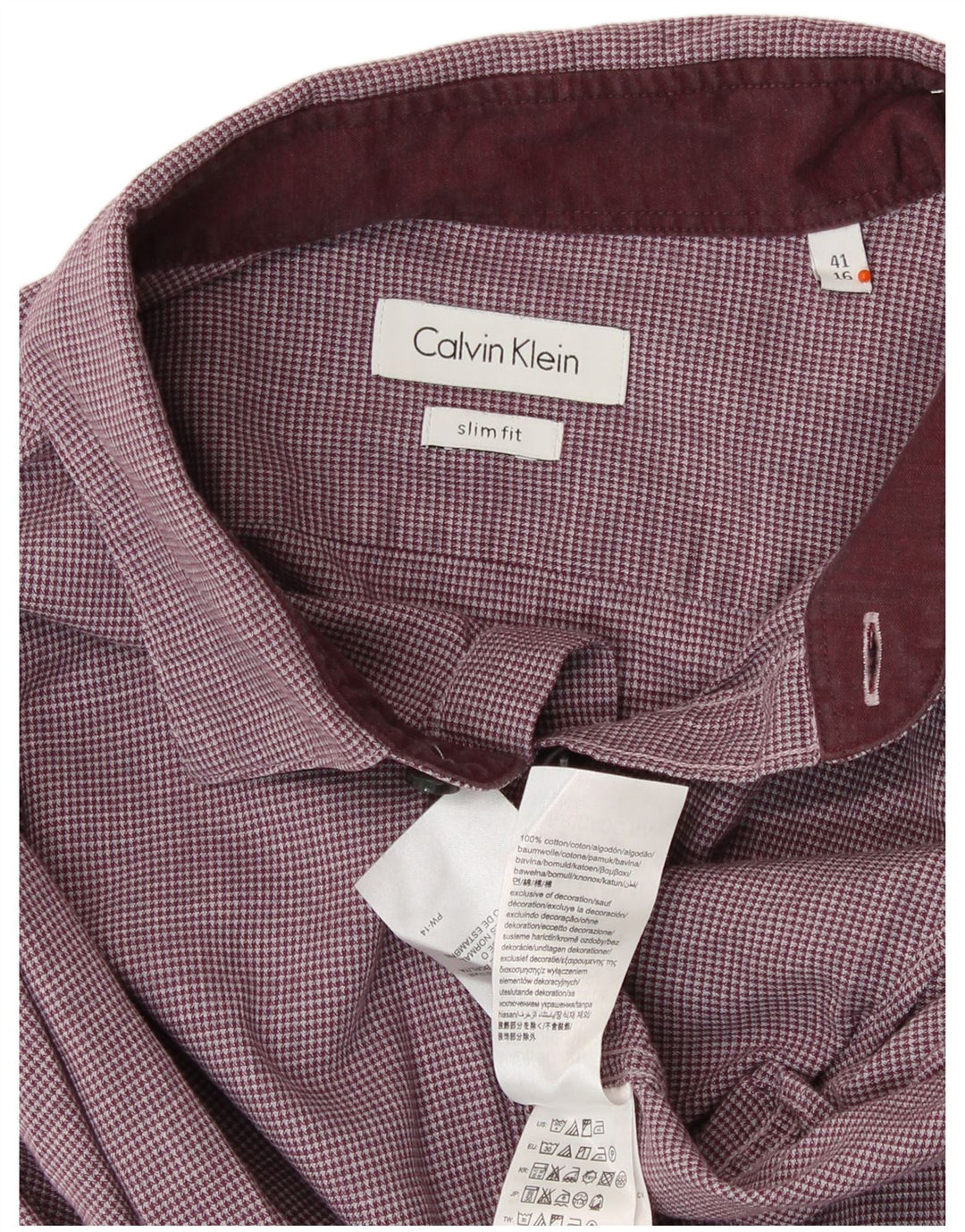 CALVIN KLEIN Camicia slim fit da uomo taglia 41 16 pied de poule marrone grande