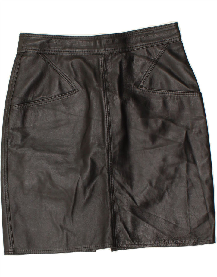 VINTAGE Womens Leather Skirt IT 44 Medium W28  Black Leather Vintage Vintage and Second-Hand Vintage from Messina Hembry 