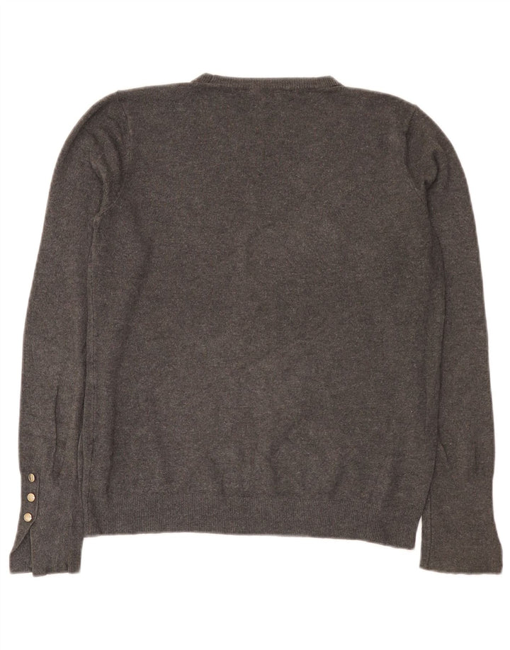 Maglione maglione girocollo da donna Zara UK 14 grande viscosa grigia