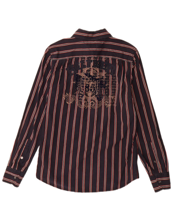 Camicia slim fit grafica da uomo Tommy Hilfiger piccola in cotone a righe blu navy
