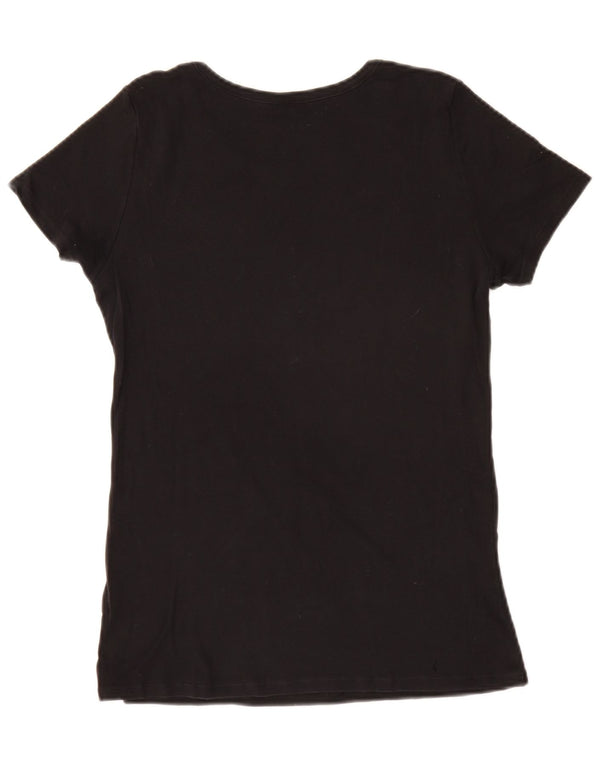 T-shirt grafica da donna BENETTON Top UK 16 piccola nera