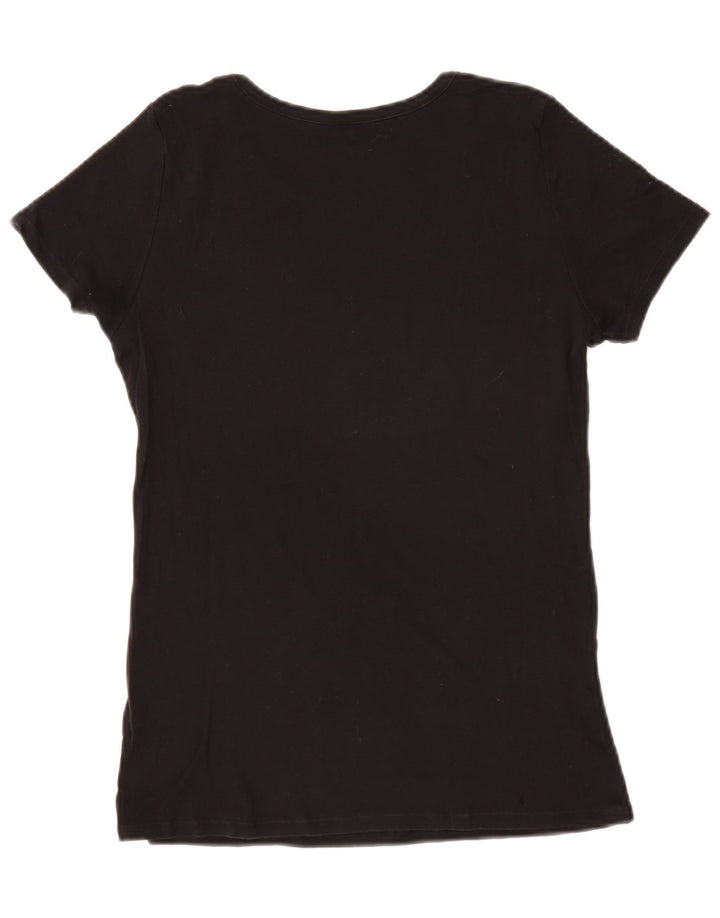 T-shirt grafica da donna BENETTON Top UK 16 piccola nera