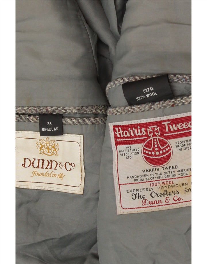 Giacca blazer a 2 bottoni da uomo Harris Tweed UK 36 piccola spina di pesce grigia