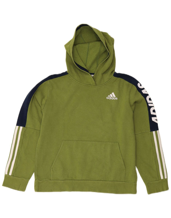 Felpa con cappuccio grafica da ragazzo Adidas 14-15 anni Large Green Colourblock