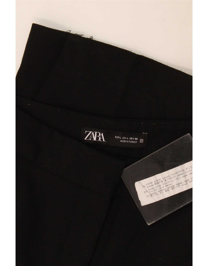 Pantaloni casual svasati da donna Zara grandi W32 L31 poliestere nero