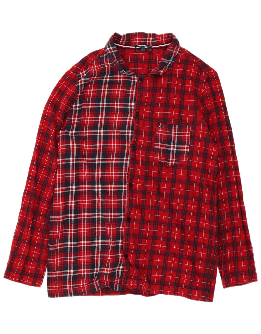 Tommy Hilfiger Camicia da uomo in flanella di cotone a quadri rossi medi