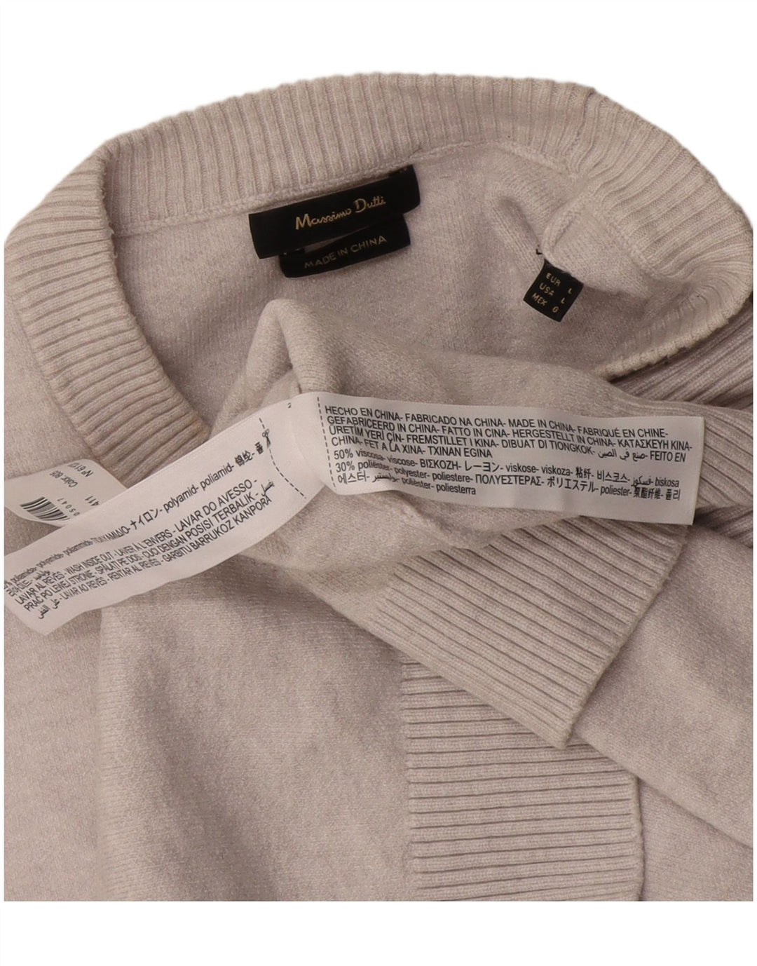 Maglione maglione girocollo da uomo Massimo Dutti grande grigio in poliammide