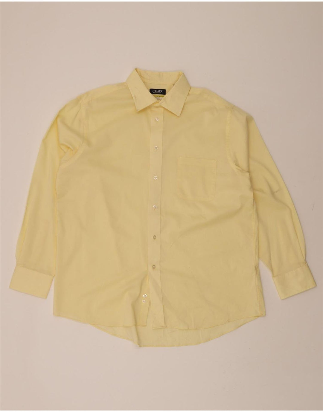 CHAPS Mens Regular Fit Shirt Size 17 XL Yellow Vintage Chaps and Second-Hand Chaps from Messina Hembry 