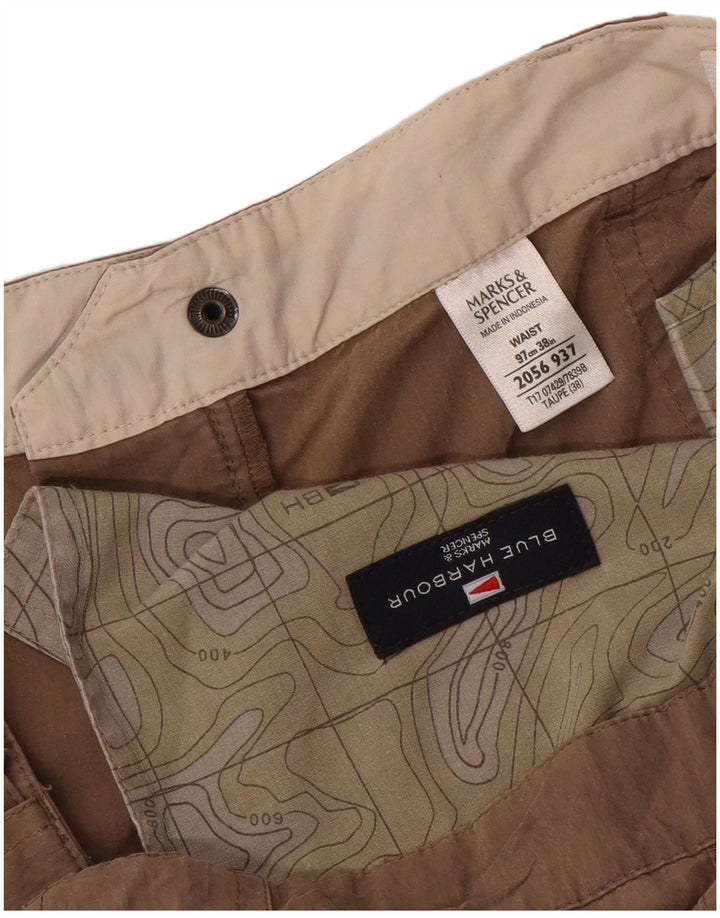 Pantaloncini cargo Marks & Spencer da uomo blu Harbour W38 XL cotone beige