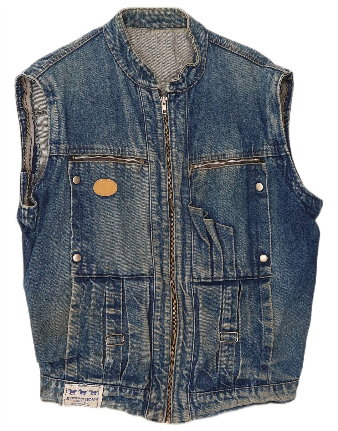Gilet in denim vintage da uomo UK 42 XL blu