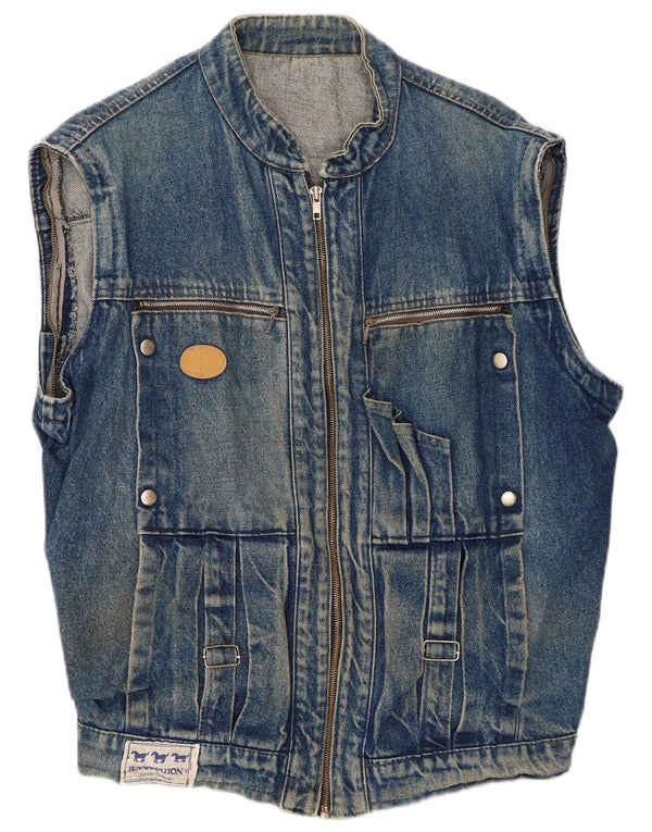 Gilet in denim vintage da uomo UK 42 XL blu