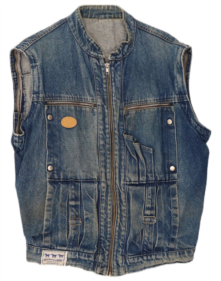 Gilet in denim vintage da uomo UK 42 XL blu