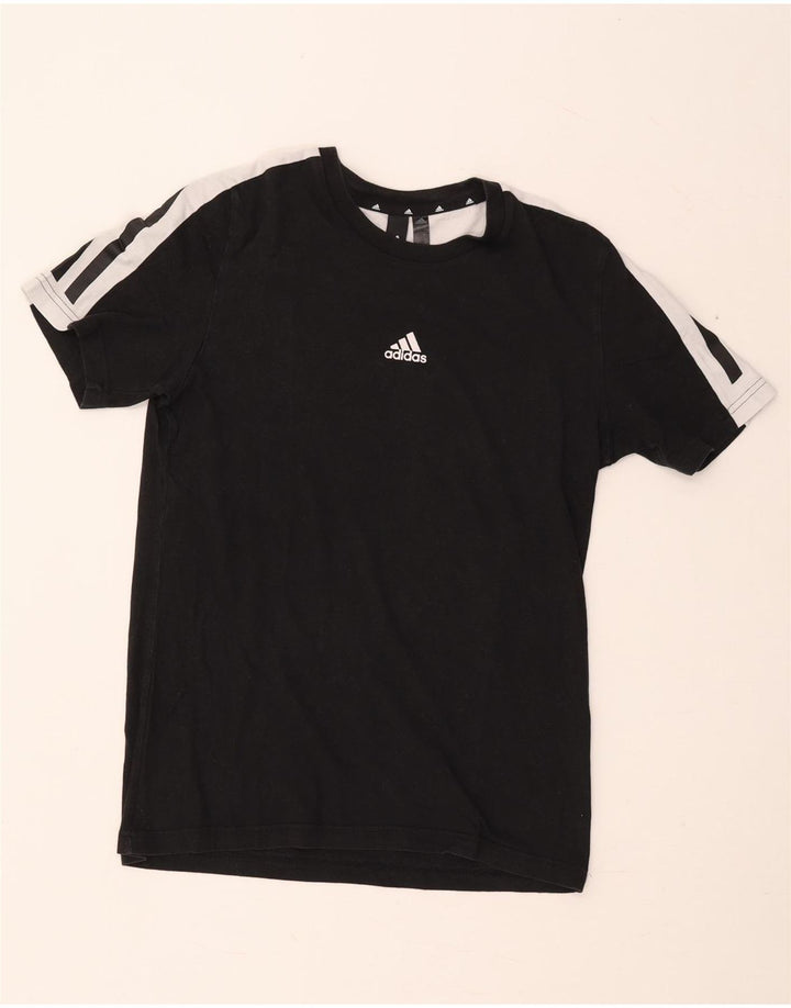 T-shirt da uomo Adidas Top Small nera in cotone color block